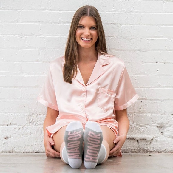 NWT Bridesmaid Bridal Party Socks Gray and Pink - Picture 7 of 10